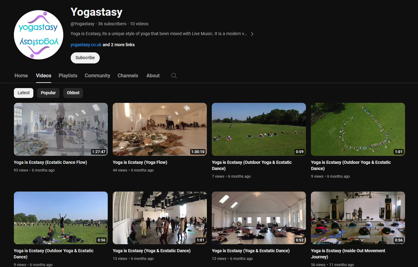Yogastasy Youtube Channel
